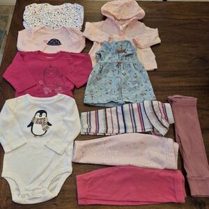 Girls Pink Winter Floral Star Matching Bundle Size 3-6M